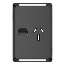 Pro Series, Single Power Point Skin, Vertical Mount, 250V, 15AClip-On - Black