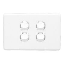 Classic C2000 Series, Flush Switch, 4 Gang, 250VAC, 10A, Standard, Horizontal - White Electric
