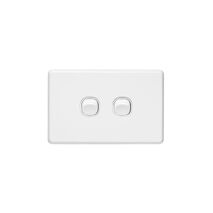 Classic C2000 Series, Flush Switch, 2 Gang, 250VAC, 10A, Horizontal, IP66 - Black