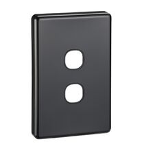 Classic C2000 Series, Switch Grid Plate and Cover, 2 Gang, Less Mechanism, Standard Size - Black