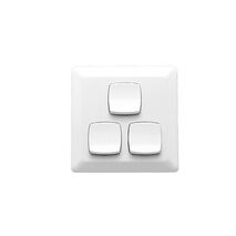 Prestige Series, Flush Switch, 3 Gang, 230/240V, 10A, Large Format, Vertical - White Electric