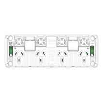Pro Series, Quad Power Point Grid with 2 extra switches, Horizontal Mount, 250V, 10A, Less Mechanisms