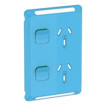Pro Series, Twin Power Point Skin, Vertical Mount, 250V, 10A, Clip-On - Dark Blue
