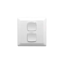 Prestige Series, Flush Switch, 2 Gang, 230/240V, 10A, Large Format, Vertical - White Electric