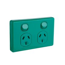 Classic C2000 Series, Switched Socket Outlet, Twin, 250V, 10A - Green