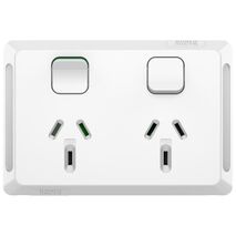 Pro Series, Twin Power Point, Double Pole, Horizontal Mount, 250V, 10A - Extra Vivid White