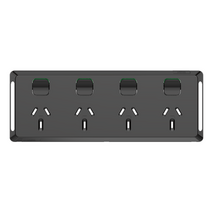 Pro Series, Quad Power Point Skin, Horizontal Mount, 250V, 10A, Clip-On - Black