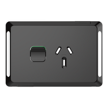 Pro Series, Single Power Point Skin, Horizontal Mount, 250V, 10A, Clip-On - Black