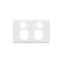 Classic C2000 Series, Socket Outlet Cover Plate, Horizontal Mount for Twin Switched Socket - White Electric