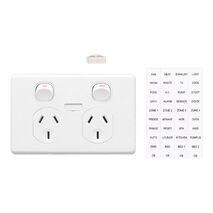 Classic C2000 Series, Switched Socket Outlet, Twin, 250V, 10A, Circuit identification - White Electric