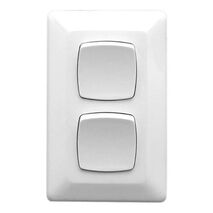 Prestige Series, Flush Switch, 2 Gang, 230/240V, 10A, Standard, Vertical - White Electric
