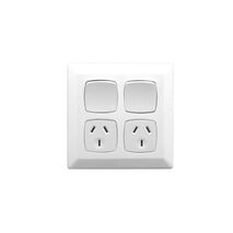 Prestige Series, Socket Switch, Twin 10A Shutter - White Electric
