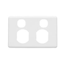 Classic C2000 Series, Socket Outlet Cover Plate, Horizontal Mount for Twin Switched Socket - White Electric