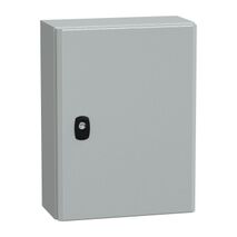 Spacial S3D, Wall mounted steel enclosure, plain door, with mounting plate, 400x300x150mm, IP66, IK10