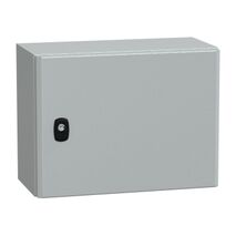 Spacial S3D, Wall mounted steel enclosure, plain door, with mounting plate, 300x400x200mm, IP66, IK10
