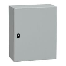 Spacial S3D, Wall mounted steel enclosure, plain door, with mounting plate, 600x500x250mm, IP66, IK10