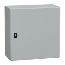 Spacial S3D, Wall mounted steel enclosure, plain door, with mounting plate, 500x500x250mm, IP66, IK10