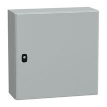 Spacial S3D, Wall mounted steel enclosure, plain door, with mounting plate, 500x500x200mm, IP66, IK10