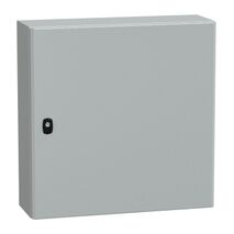 Spacial S3D, Wall mounted steel enclosure, plain door, with mounting plate, 600x600x200mm, IP66, IK10