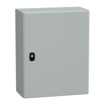 Spacial S3D, Wall mounted steel enclosure, plain door, with mounting plate, 500x400x200mm, IP66, IK10