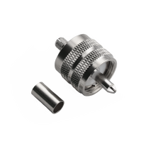 Hills Antenna UHF/PL-259 Connector Male Crimp for LL195 & RG-58 Mini Cable - Nickel Plated Body - BC85278