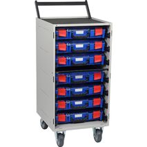 Cabinet Trolley c/w 7 Small PC Lid Cases- Blue - 33SCS7STA-BL