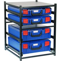 2 Large Drawer Frame + 2 Small Drawer Assembled c/w PC Lid Cases- Blue Blue Cases - 33SFS2L2SA-BL