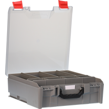 StorageTek Case Large Clear Lid PC c/w dividers-Grey - 33STLC-GY