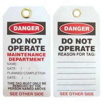 DANGER TAG, DO NOT OPERATE MAINTENANCE DEPTARMENT [5]