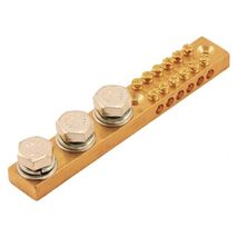 EARTH N/BAR 6 WAY 3xM10 STUDS 2 SCREW/ TUNNEL NUMBERED 165A