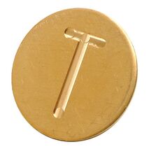 ID, CIRCLE, BRASS, 25mm LEGS TELSTRA 39mm DIA x 6mm