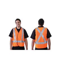 SAFETY VEST DAY/NIGHT USE ORANGE, X BACK REFL TAPE, XL