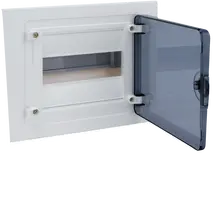 Small distributor,golf,flush,1row,8M,IP40,MS-terminal,ANZ,N+PE,transparent door