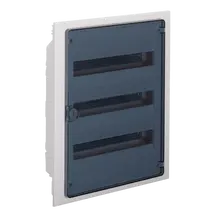 Small distributor,golf,flush,3row,IP40,54M,MS-terminal,ANZ,N+PE,transparent door