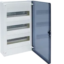 Small distributor,golf,surface,3row,IP40,36M,MS-terminal,ANZ,N+PE,transpare door
