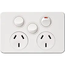 SIL. 10A twin socket Horz + mech MW