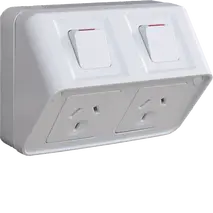 Socket IP53 Twin horizontal 10A Shallow mount