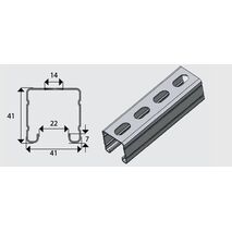 E2000S 41x41mm Slotted Ribbed Channel/Strut HDG