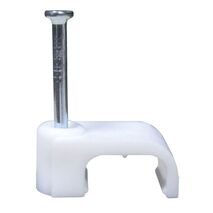 CABLE CLIP, WHITE PLASTIC, FOR 2.5mm2 T&E FLAT [100] PK