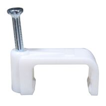 CABLE CLIP, WHITE PLASTIC, FOR 6mm2 T&E FLAT [100]