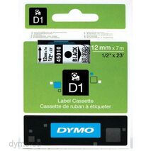D1 STANDARD TAPE BLACK ON CLEAR, 12mm x 7m
