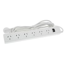 POWERBOARD 6 WAY SURGE O/LOAD PROTECTED, EXTRA LONG 5m LEAD