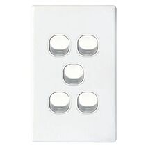 SWITCH, SLIM, VERTICAL, 5 GANG 16A, TWO WAY