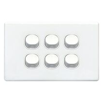 SWITCH, SLIM,HORIZONTAL,6 GANG 16A, TWO WAY