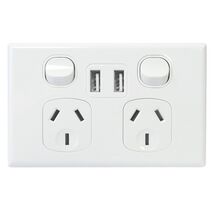 POWERPOINT, DOUBLE, 10A WITH TWIN USB, 3.5A COMBINED
