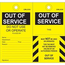 SAFETY TAG, POLY 140 x 75mm OUT OF SERVICE, [25] PK