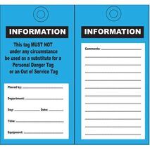 SAFETY TAG, POLY 140 x 75mm INFORMATION, BLUE [100] PK