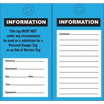 SAFETY TAG, POLY 140 x 75mm INFORMATION, BLUE [25] PK