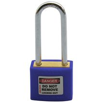 COLOUR CODED PADLOCK, BRASS 50mm SHACKLE, PURPLE, HANG PK