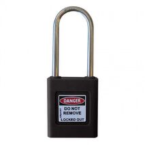 COLOUR CODED PADLOCK, PLASTIC 50mm NYLON SHACKLE, BLACK